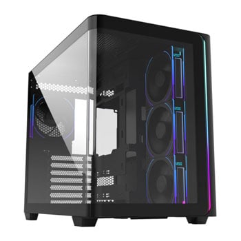 FSP M580PLUS, Dual Chamber Mid Tower, Tempered Glass, BTF/Reverse/ATX Ready , 4x 120mm ARGB Fans, USB3.0/C, Black