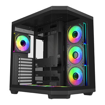 FSP U580, Dual Chamber Mid Tower, Tempered Glass, Reverse Connection Ready, 7x 120mm ARGB Fans, USB3.0 A/C, Black