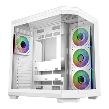 FSP U580, Dual Chamber Mid Tower, Tempered Glass, Reverse Connection, 7x 120mm ARGB Fans, USB 3.0, White