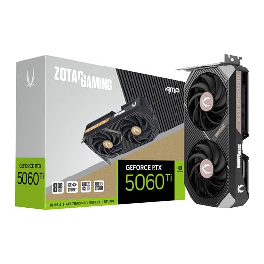 Zotac NVIDIA GeForce RTX 5060 Ti AMP 8GB GDDR7 Ray-Tracing Graphics Card, DLSS 4, 4608 Cores, 2632 MHz Boost