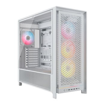 Corsair FRAME 5000D RS Mid Tower Chassis, White, ARGB, TG Window, 4 x 140mm RGB Fans, USB-C, mITX / mATX / ATX / E-ATX