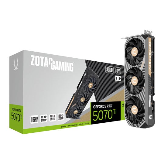 Zotac NVIDIA GeForce RTX 5070 Ti SOLID OC SFF 16GB GDDR7 Ray-Tracing Graphics Card, DLSS 4, 8960 Cores, 2482 MHz Boost