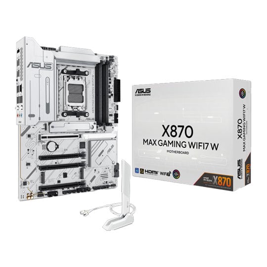 ASUS X870 MAX GAMING WIFI 7 W, AMD X870, AM5, DDR5, PCIe 5.0, 3x M.2, 2.5GbE, USB4, AMD EXPO, ATX