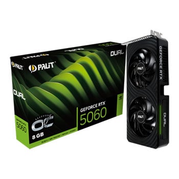 Palit NVIDIA GeForce RTX 5060 DUAL OC 8GB GDDR7 Ray-Tracing Graphics Card, DLSS 4, 3840 Cores, 2535 MHz Boost