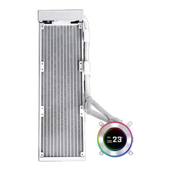 Lian Li Hydroshift II LCD-C 360N 360mm AIO Liquid CPU Cooler, White, Fanless, 2.1" LCD Display, Aluminium