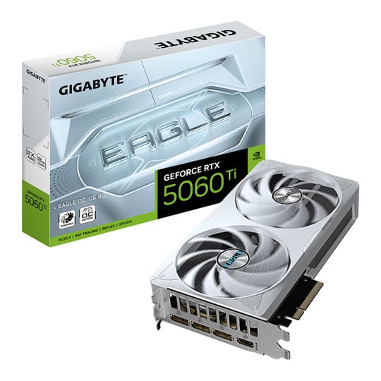Gigabyte NVIDIA GeForce RTX 5060 Ti EAGLE OC ICE 8GB GDDR7 Ray-Tracing Graphics Card, 4608 Cores, 2617 MHz Boost