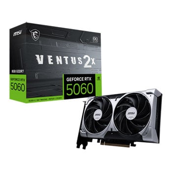 MSI NVIDIA GeForce RTX 5060 VENTUS 2X OC 8GB GDDR7 Ray-Tracing Graphics Card, DLSS 4, 3840 Core, 2527 MHz Boost