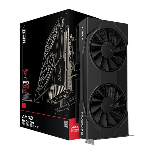 XFX SWIFT Radeon RX 9060 XT OC Gaming Dual Fan Black 16GB GDDR6 Graphics Card, RDNA 4, 2048 Streams, 3320MHz Boost
