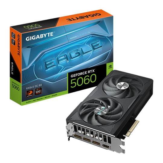 Gigabyte NVIDIA GeForce RTX 5060 EAGLE OC 8GB GDDR7 Ray-Tracing Graphics Card, DLSS 4, 3840 Cores, 2550 MHz Clock