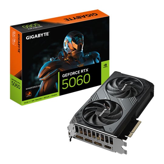 Gigabyte NVIDIA GeForce RTX 5060 WINDFORCE 8GB GDDR7 Ray-Tracing Graphics Card, DLSS 4, 3840 Cores, 2497 MHz Clock