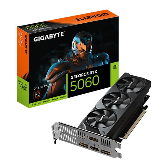 Gigabyte NVIDIA GeForce RTX 5060 OC Low Profile 8GB GDDR7 Ray-Tracing Graphics Card, DLSS 4, 3840 Cores, 2512 MHz Clock