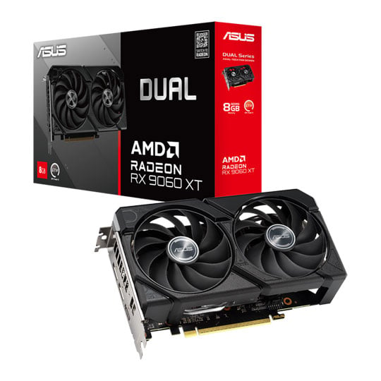 ASUS Radeon RX 9060 XT DUAL 8GB GDDR6 Graphics Card, RDNA 4, 2048 Streams, 3150 Mhz Boost
