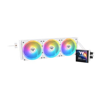 ThermalTake MAGFloe 420 Ultra ARGB Sync AIO CPU Cooler, Snow, 3 x 140mm ARGB Fans, 3.95" Screen, Intel / AMD
