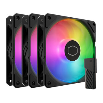 Cooler Master 120mm Cooler Master SickleFlow Edge 120 ARGB (3 Pack), Black, 7 Blade, Loop Dynamic Bearing, 2500RPM, 70.7CFM Airflow