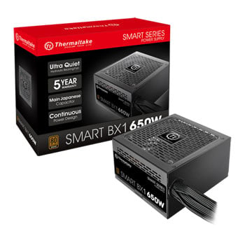 ThermalTake 650W Thermaltake Smart BX1 Power Supply, Fully Wired, 80PLUS Bronze, Single Rail, 48A, 120mm Fan, ATX