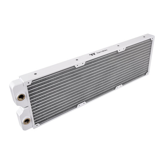 ThermalTake Pacific SR420 Snow Water Cooling Radiator, White, 28mm Thick, Supports 3x 140mm Fans, G1/4", Copper / Brass