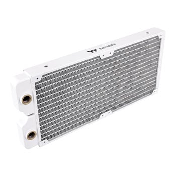 ThermalTake Pacific SR280 Snow Water Cooling Radiator, White, 28mm Thick, Supports 2x 140mm Fans, G1/4", Copper / Brass