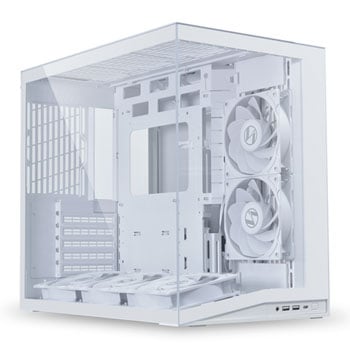 Lian Li O11D Mini V2 Flow White, Dual Chamber Compact Mid Tower Chassis, Tempered Glass, 120mm Fans, ATX / mATX / mITX