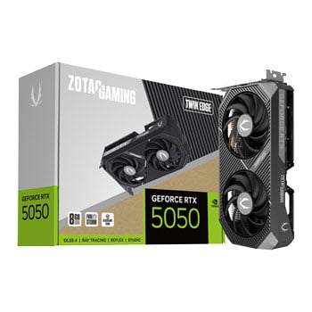 Zotac NVIDIA GeForce RTX 5050 TWIN EDGE 8GB GDDR6 Ray-Tracing Graphics Card, DLSS 4, 2560 Cores, 2572 MHz Boost