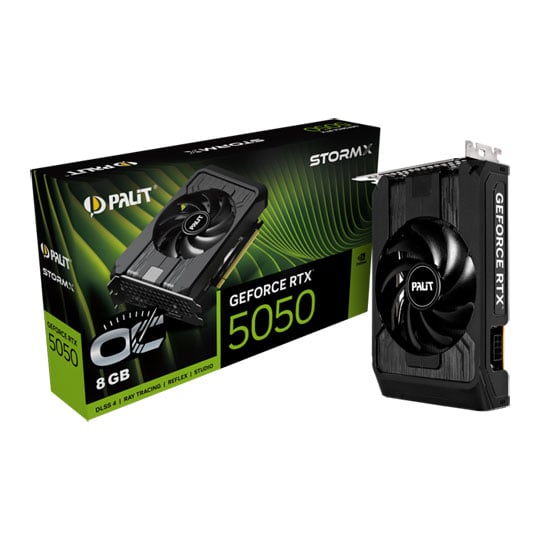 Palit NVIDIA GeForce RTX 5050 STORMX OC 8GB GDDR6 Ray-Tracing Graphics Card, DLSS 4, 2560 Cores, 2617 MHz Boost