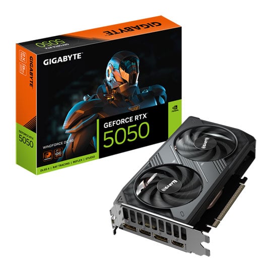 Gigabyte NVIDIA GeForce RTX 5050 WINDFORCE OC 8GB GDDR6 Ray-Tracing Graphics Card, DLSS 4, 2560 Cores, 2587 MHz Clock