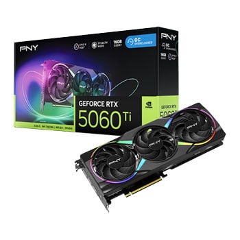 PNY NVIDIA GeForce RTX 5060 Ti ARGB EPIC-X RGB OC 16GB GDDR7 Ray-Tracing Graphics Card, DLSS 4608 Cores, 2692MHz Boost