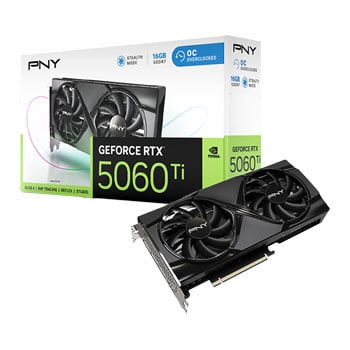 PNY NVIDIA GeForce RTX 5060 Ti DUAL Fan OC 16GB GDDR7 Ray-Tracing Graphics Card, DLSS 4, 4608 Cores, 2692MHz Boost