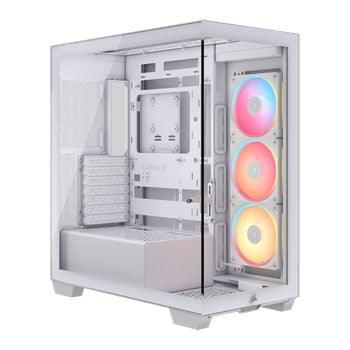 Corsair 3500X LX-R RGB, White, Mid Tower, Tempered Glass, Reverse Connection, 3x iCUE LINK LX120R RGB, USB 3.2 Type-C