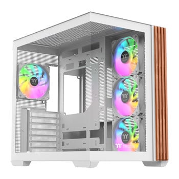ThermalTake View 380 WS ARGB Mid Tower Chassis, White, 4 x ARGB Fans, USB-C, Back-Connect, ATX / mATX / mITX