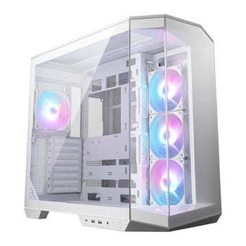 MSI MAG PANO 100R PZ, White, Mid-Tower Chassis w/ TG Window, 4x 120mm ARGB Fans, Reverse Connection, ATX / mATX / mITX