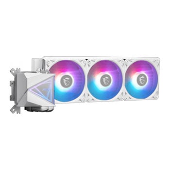 MSI MAG CoreLiquid I360 AIO Liquid Cooler, 3x 120mm ARGB Fans, Aluminium, 360mm Radiator, Intel/AMD, MSI Mystic, White