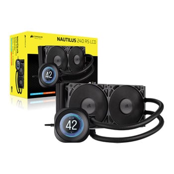 Corsair NAUTILUS 240 RS LCD AIO CPU Cooler, Black, 2.1" LCD Display, 2x 120mm RS120 Fans, Intel / AMD