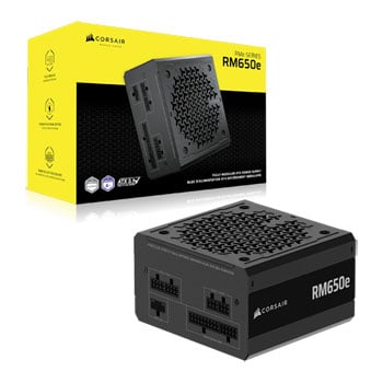 Corsair 650W CORSAIR RMe Series RM650e, Fully Modular, Cybenetics Gold, PCIe 5.1 Single Rail, 54.2A, 120mm Fan, ATX 3.1 PSU