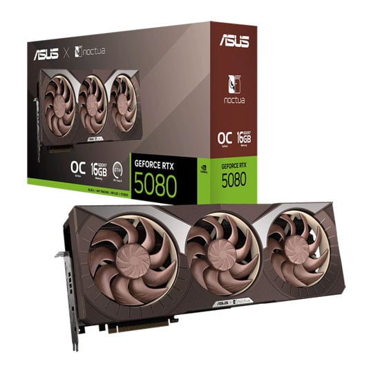 ASUS NVIDIA GeForce RTX 5080 Noctua OC 16GB GDDR7 Graphics Card, DLSS 4, 10752 Core, 2730 MHz Boost