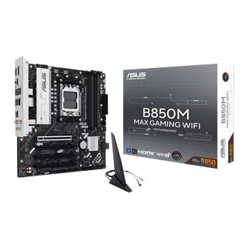 ASUS B850M MAX GAMING WIFI, AMD B850, AM5, DDR5, PCIE 5.0, 3x M.2, GbE, WIFI 6, USB 10Gbps, AMD EXPO, mATX