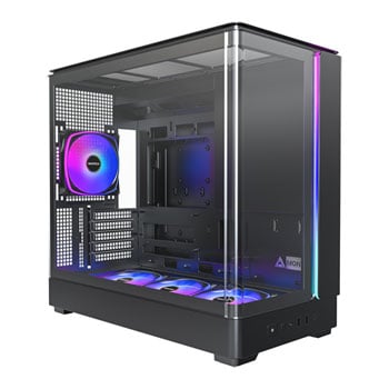 Montech KING 15 PRO MicroATX Tower Chassis, Black, Curved Tempered Glass, 4 x 120mm ARGB Fans, USB3.x/USB-C, mATX/mITX