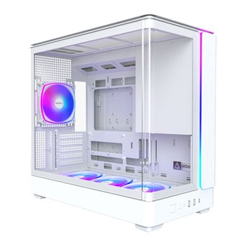 Montech KING 15 PRO microATX Tower Chassis, White, Tempered Glass, 4 x 120mm ARGB Fans, USB3.2 / USB-C, mATX/mITX