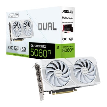 ASUS NVIDIA GeForce RTX 5060 Ti DUAL White OC 16GB GDDR7 Ray-Tracing Graphics Card, DLSS 4, 4608 Core, 2632 MHz Boost