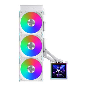Lian Li Hydroshift II LCD-S 360CL All-in-One Liquid CPU Cooler, White, 3x 120mm UNI FAN CL, 3.4" IPS Display, Aluminium