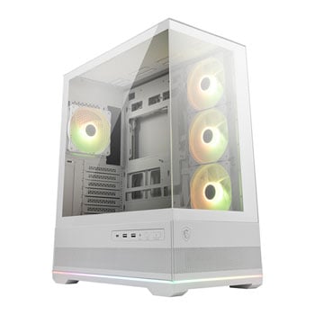 MSI MAG PANO 110R PZ, White, Mid-Tower Chassis w/ TG Window, 4x 120mm ARGB Fans, Back-Connect, ATX / mATX / mITX