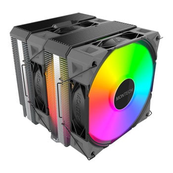 Montech NX600 ARGB CPU Cooler, Black, Dual Tower, 6 Heatpipes, 2x 120mm ARGB Fans, 2000RPM, 85.09CFM, Copper,