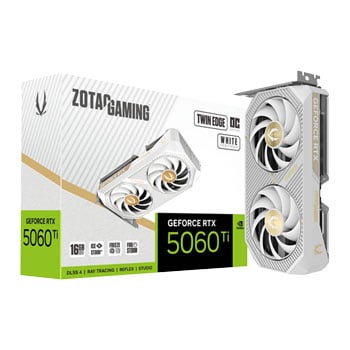 Zotac NVIDIA GeForce RTX 5060 Ti Twin Edge OC White 16GB GDDR7 Graphics Card, DLSS 4, 4608 Cores, 2602 MHz Boost