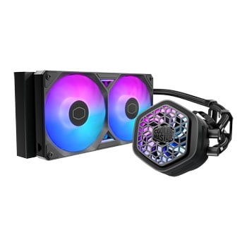 Cooler Master MasterLiquid 240 Atmos II VRM FAN ARGB AIO Cooler, Black, 1x 240mm ARGB Fan, Aluminium Radiator, Intel/AMD