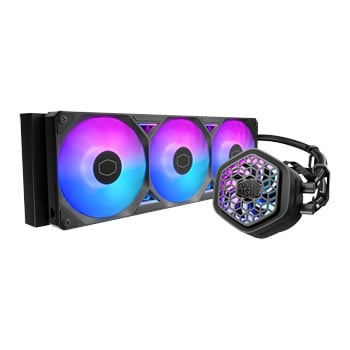 Cooler Master MasterLiquid 360 Atmos II VRM FAN ARGB AIO Cooler, Black, 1x 360mm ARGB Fan, Aluminium Radiator, Intel/AMD
