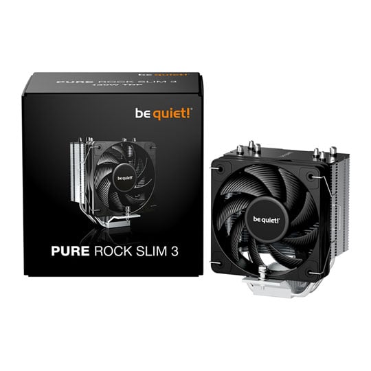 be quiet! Pure Rock Slim 3 Single Tower CPU Cooler, 1x 100mm Silent PWM Fan, 3 Copper Heatpipes, 130W TDP, Intel / AMD