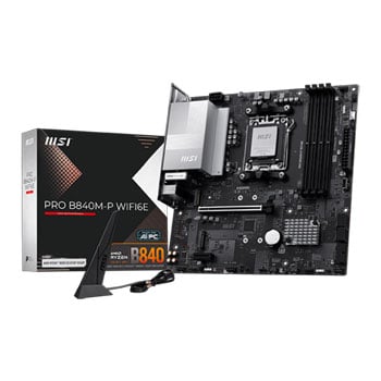 MSI PRO B840M-P WiFi 6E, AMD B840, AM5, DDR5, PCIe 4.0, 2x M.2, 2.5GbE, Wi-Fi 6E, USB 3.2 Gen2, AMD EXPO, mATX