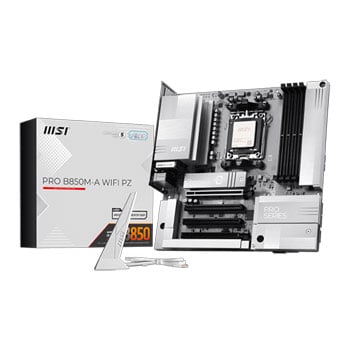 MSI PRO B850M-A WiFi PZ, AMD B850, AM5, DDR5, PCIe 5.0, 2x M.2, 5GbE, Wi-Fi 7, USB 3.2 Gen2, AMD EXPO, mATX