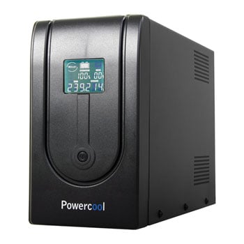 Powercool 1200VA Powercool LCD UPS, 720W, 3x UK Plug, 3x IEC Sockets, 2x RJ45, USB Type-B, Built in AVR, Audible Alarm