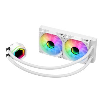 Powercool Edge ARGB AIO Hydro 240mm CPU Cooler, White, 2x 120mm ARGB PWM Fans, Intel / AMD