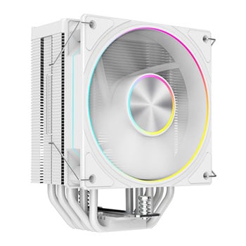 Powercool Typhoon Cooler, White, 1x 120mm ARGB Fan, 1600pm, 56.44 CFM, Aluminium Fins, Copper Heatpipes, Intel / AMD